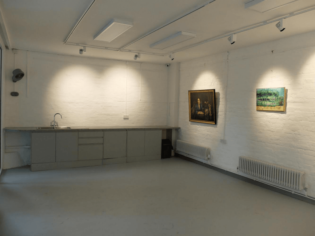 A photograph of the kitchen area in the stables gallery at Reveley Lodge.